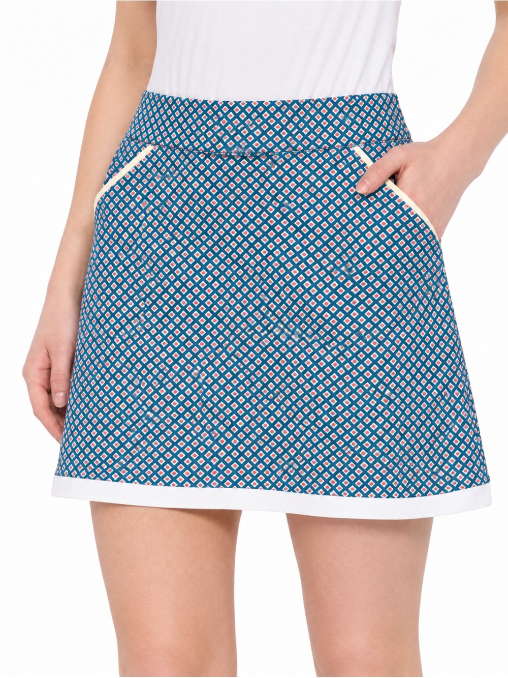 Peter Millar Alice Women's Golf Skort Size S Blue Teal Geometric Print UPF 50+